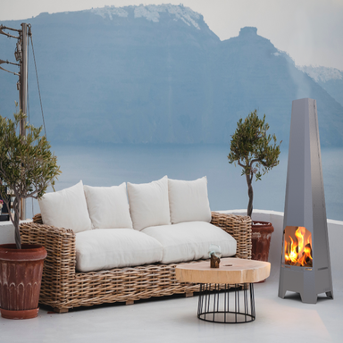 Lifestyle shot of Midtherm Flue Lined Stainless Steel Chiminea