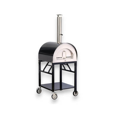 Front view of Alfresco Chef Naples Wood Fire Pizza Oven in black
