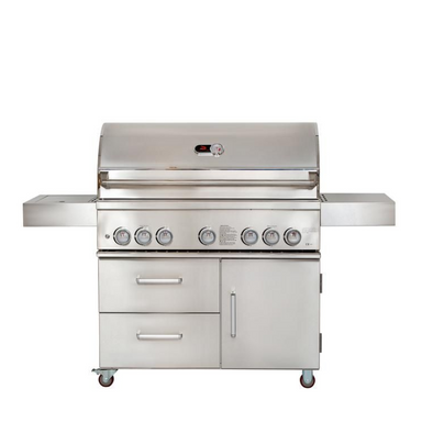 Front view of Whistler Bibury 5 + Side burner Gas BBQ on white background
