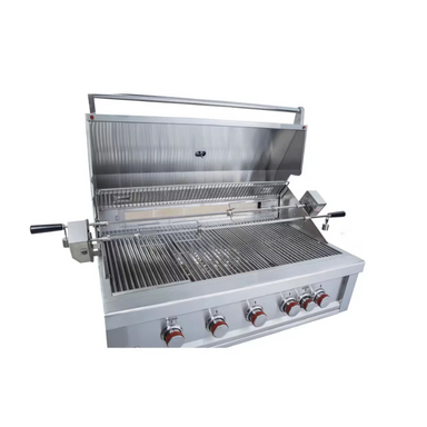 Grill open on Sunstone Ruby Series 5 Burner Gas Grill with Infrared