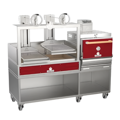 Mibrasa Double Parrilla Open Grill GMB130 + HMB75 Compact Oven in red