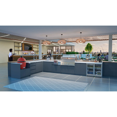 Whistler Fairford Grey Outdoor Kitchen with Burford 5-Burner BBQ | 3.1m x 5.1m.