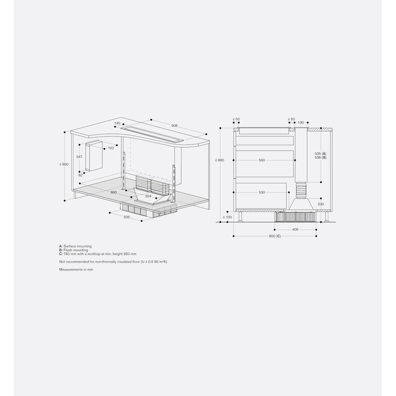 Gaggenau 400 Series AL400192 Stainless Steel Table Ventilation 90cm