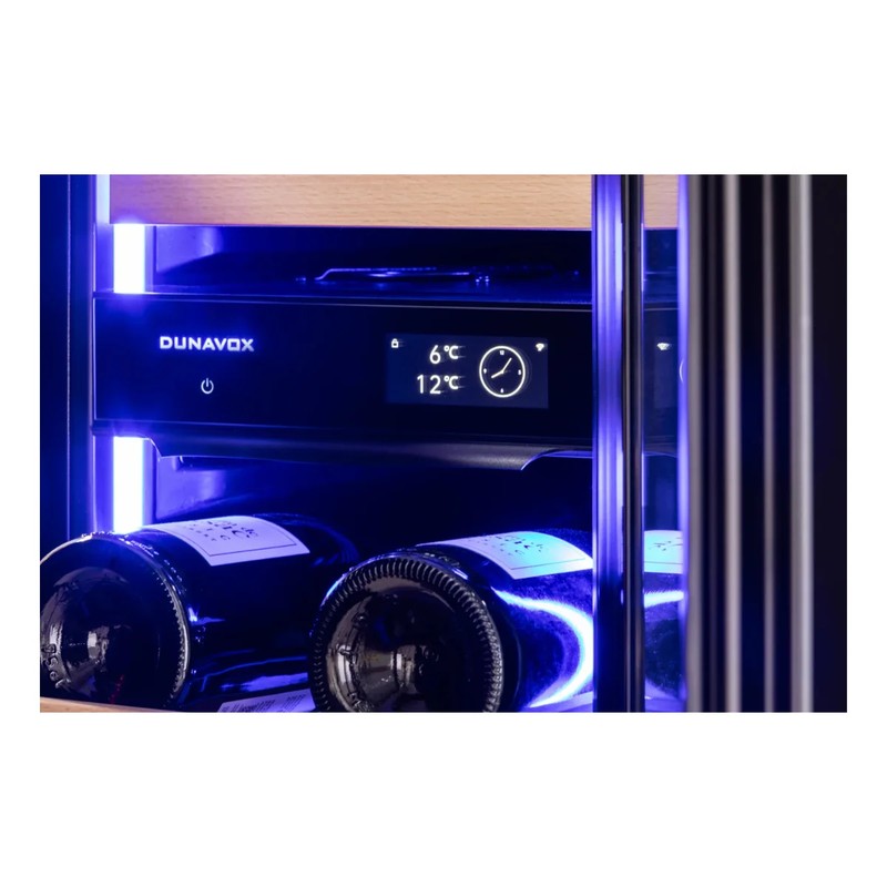 Dunavox FLOW-16 DAUF-16.64DBH Dual Zone 17 Bottle Built In / Freestanding Wine Cooler, 300mm