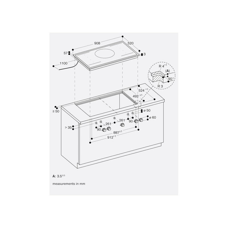Gaggenau 400 Series VI492115 Stainless Steel Induction Cooktop 90cm, Black