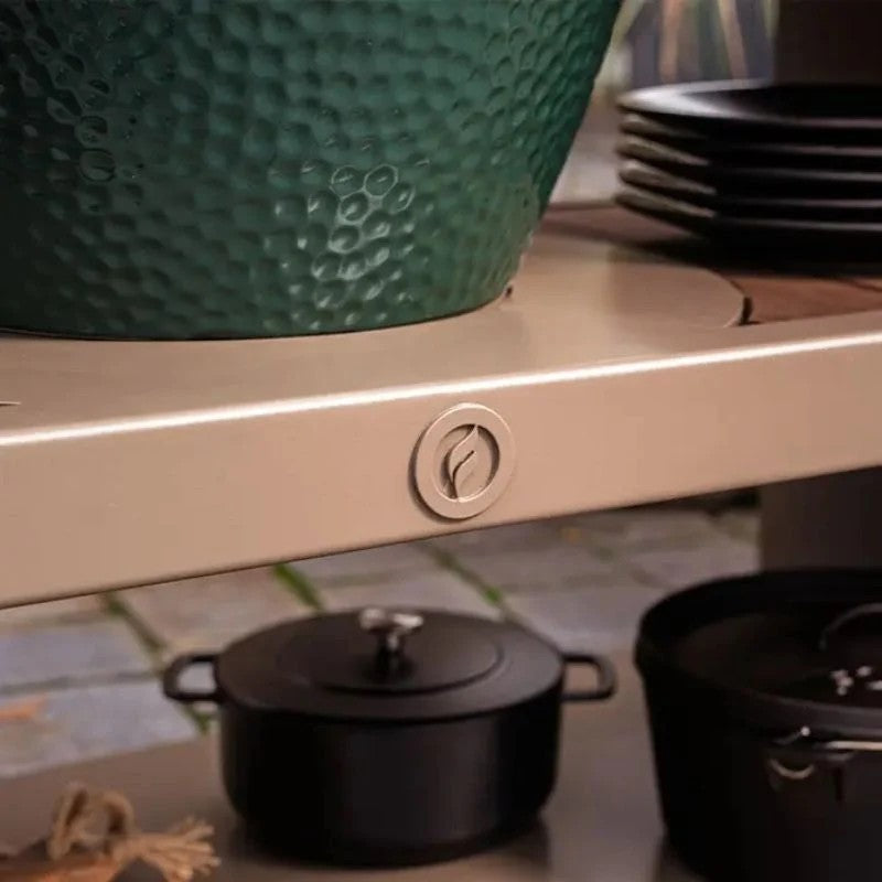 Adezz Forno Kamado Station with Big Green Egg Large, Corten Steel or Powder-Coated Aluminium