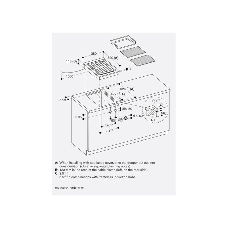Gaggenau 400 Series VR414115 Stainless Steel Electric Grill Cooktop 38cm