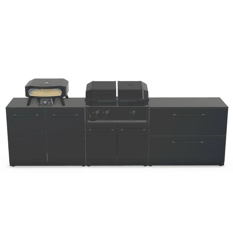 Cozze Elements Modular Outdoor Kitchen with Quattro 900 Grill & Storage, Matte Black