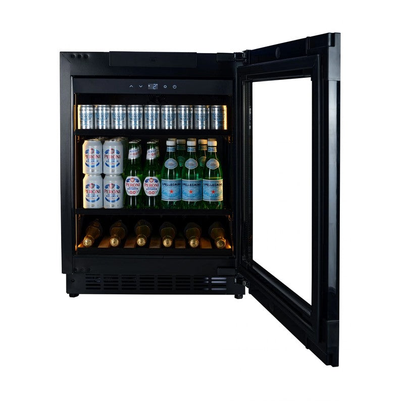 CELLA Wine & Beer Undercounter Fridge Bundle 600mm, Black Glass