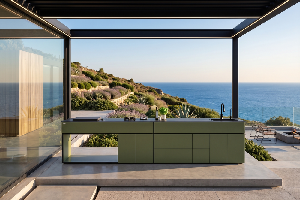 Grillionaire MOSS Grade 2 Aluminum Modular Outdoor Kitchen with Dekton Worktops, Sink, Side Burner and Fridge