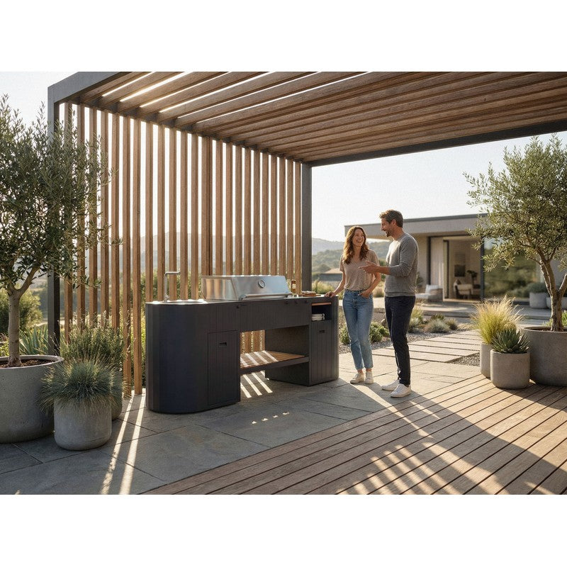 Q-boo OVO GL Dekton Outdoor Kitchen with Sink & Cover
