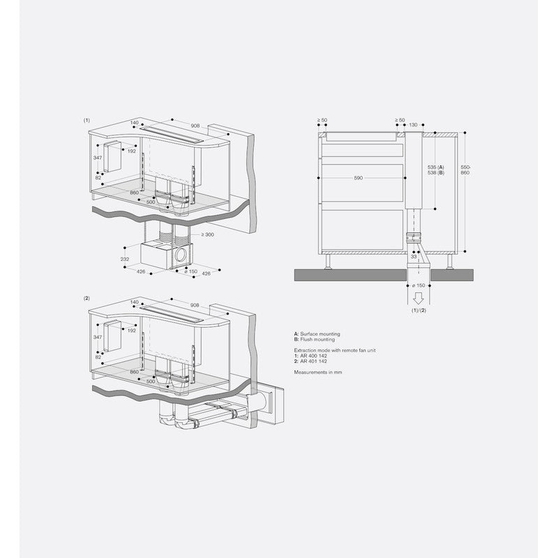 Gaggenau 400 Series AL400192 Stainless Steel Table Ventilation 90cm