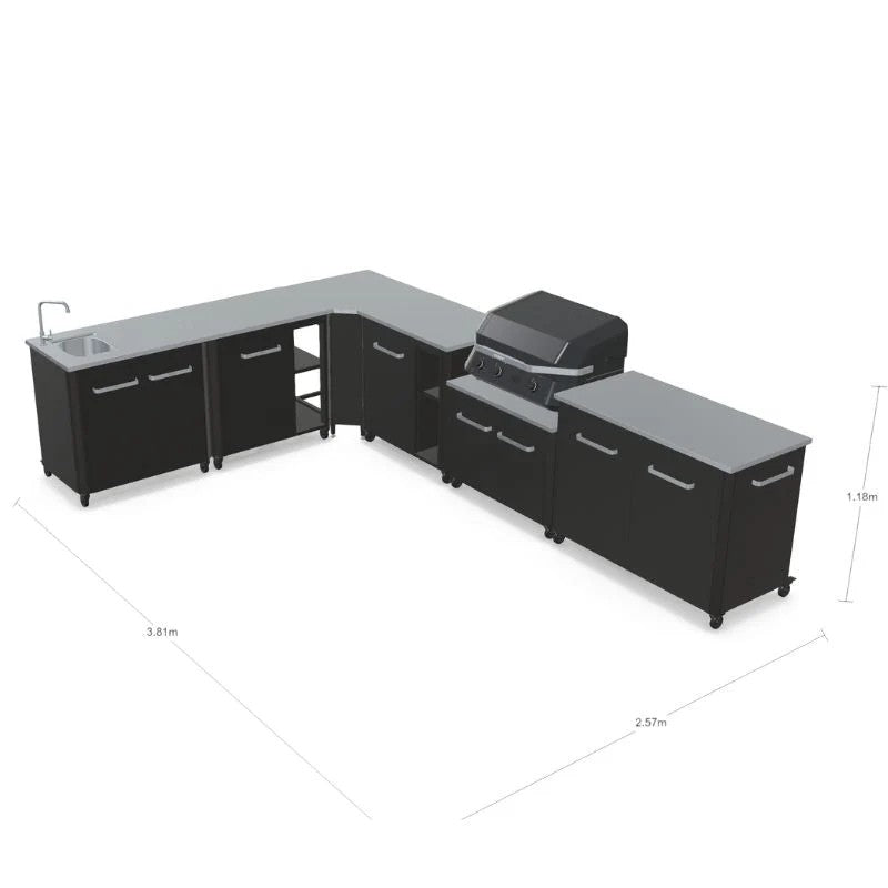 Cozze Modular Outdoor Kitchen Stainless Steel with Gas Grill, Sink & Storage