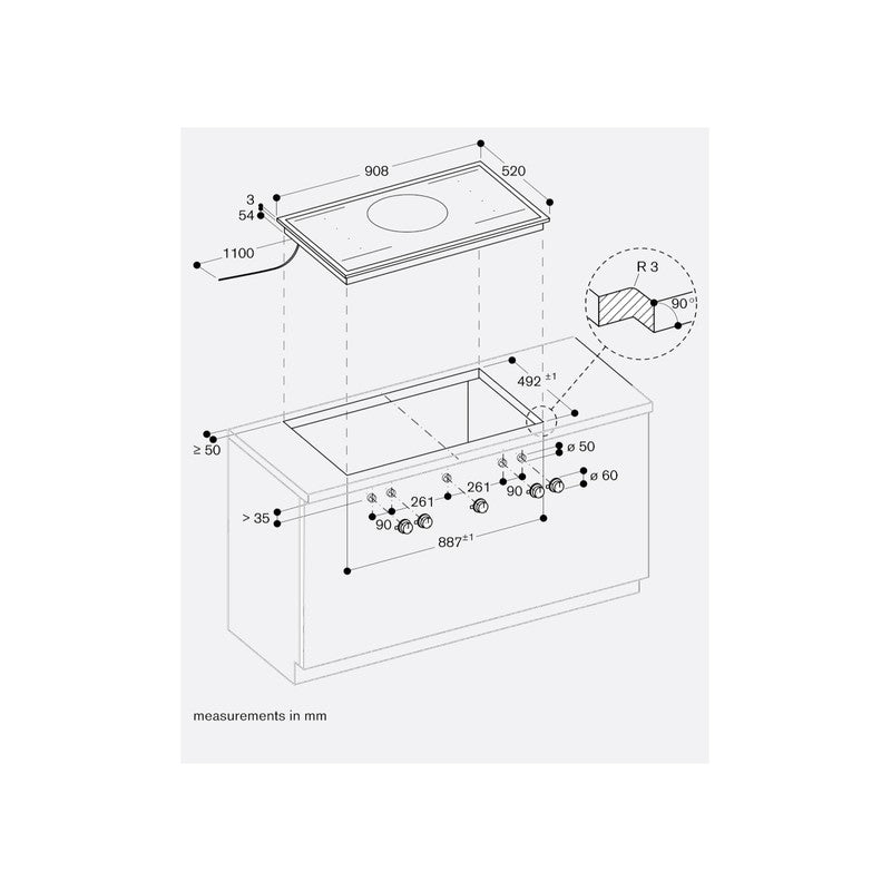 Gaggenau 400 Series VI492115 Stainless Steel Induction Cooktop 90cm, Black