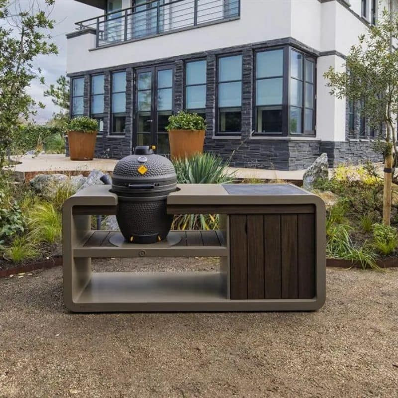 Adezz Forno Kamado Station with Big Green Egg Large, Corten Steel or Powder-Coated Aluminium