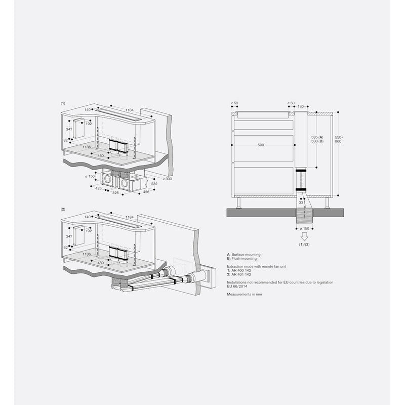 Gaggenau 400 Series AL400122 Stainless Steel Table Ventilation 120cm