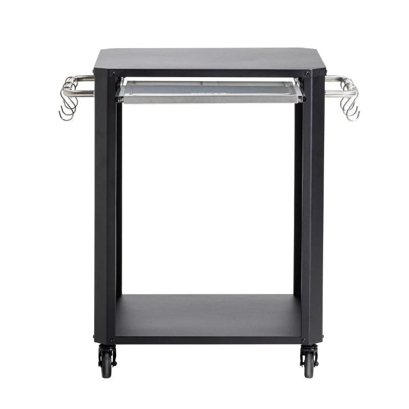 Cozze Table with Pull Out Stainless Steel Outdoor Table with Pull-Out Prep Shelf & Tool Hooks