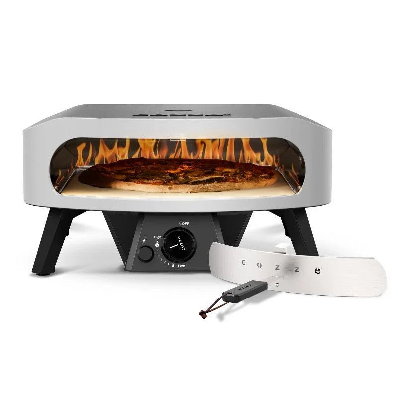 Cozze Classic Gas Pizza Oven 17" with Cordierite Pizza Stone, Grey & Black