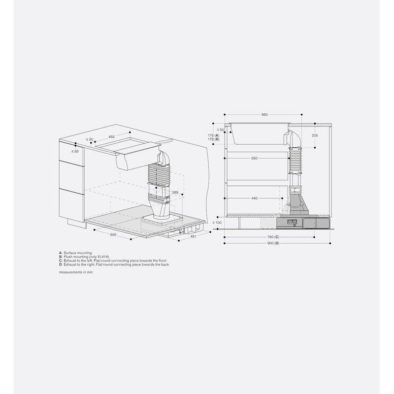 Gaggenau 400 Series VL414115 Stainless Steel Vario Downdraft Ventilation 15cm