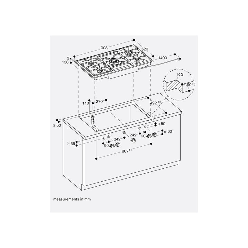 Gaggenau 400 Series VG491215 Stainless Steel Gas Cooktop 90cm
