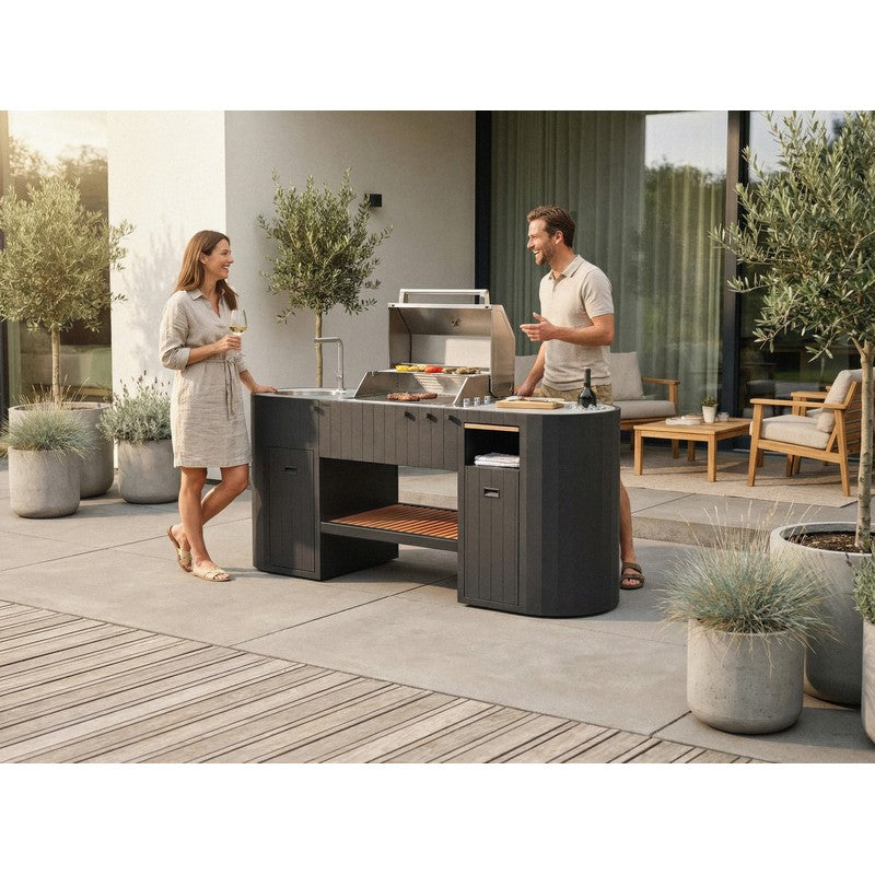 Q-boo OVO GL Dekton Outdoor Kitchen with Sink & Cover