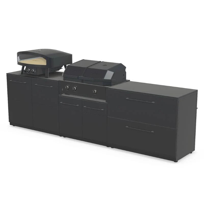 Cozze Elements Modular Outdoor Kitchen with Quattro 900 Grill & Storage, Matte Black