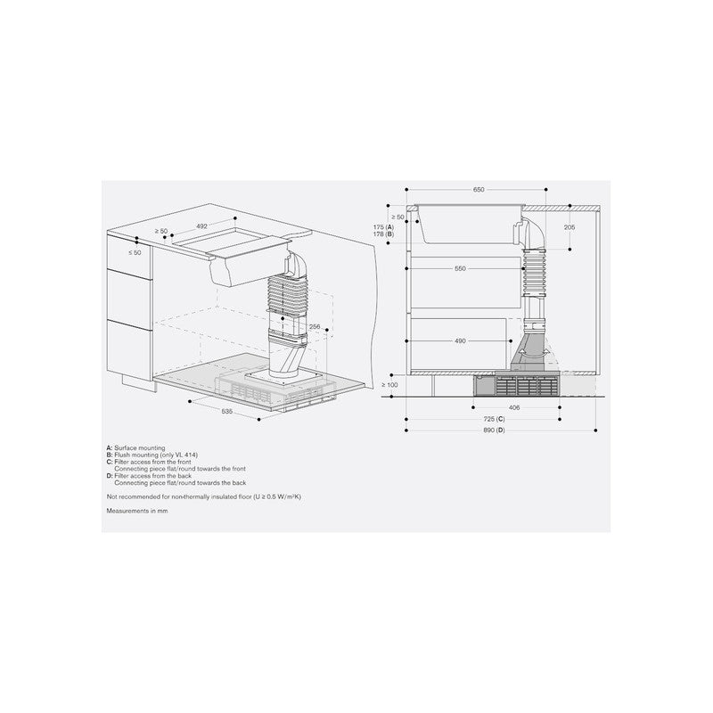 Gaggenau 400 Series VL414115 Stainless Steel Vario Downdraft Ventilation 15cm