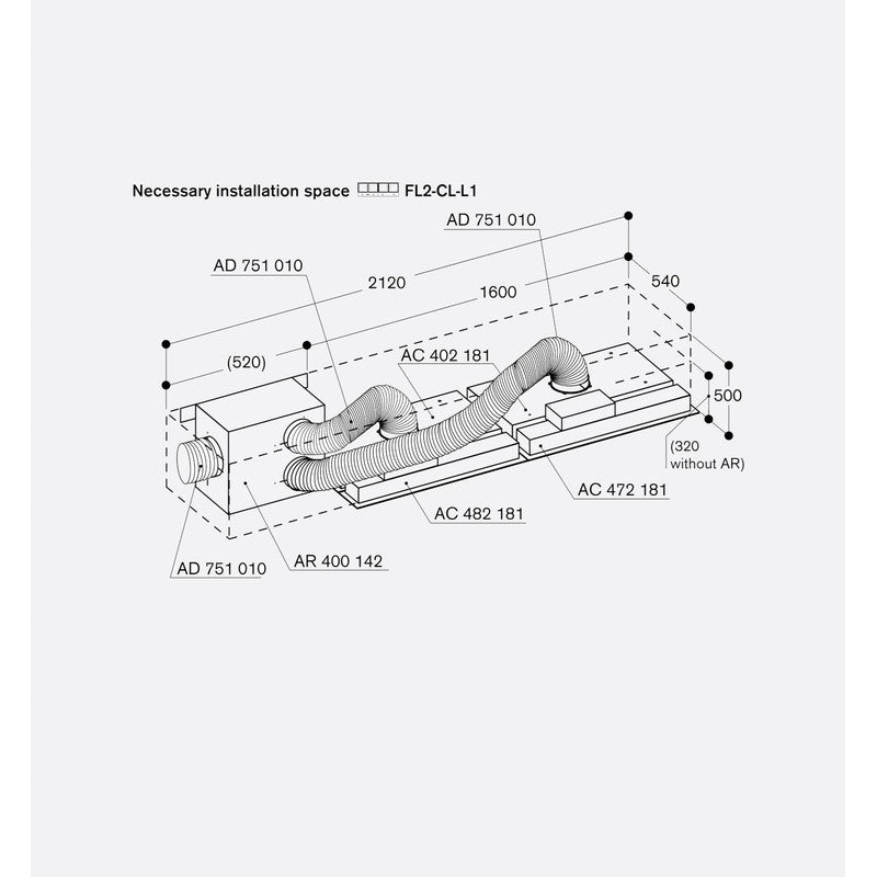 Gaggenau 400 Series AC482181 Stainless Steel Ceiling Extraction 80cm