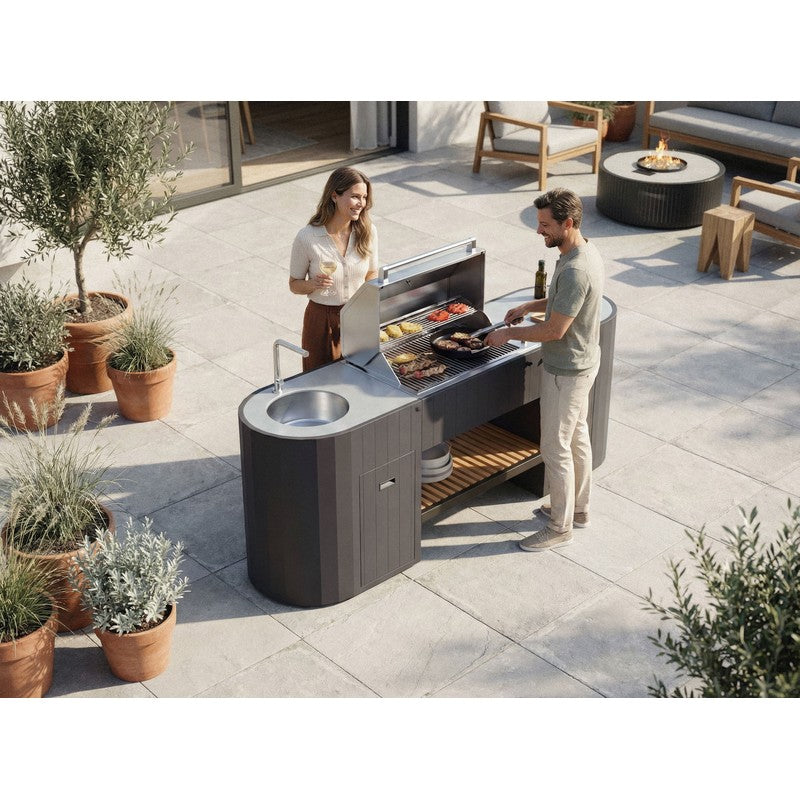 Q-boo OVO GL Dekton Outdoor Kitchen with Sink & Cover