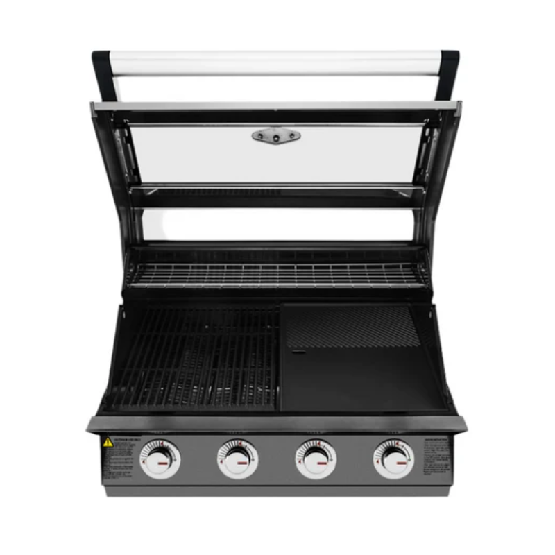1600ESeries-4BurnerBuilt-InBBQ on white background with open grill on white background