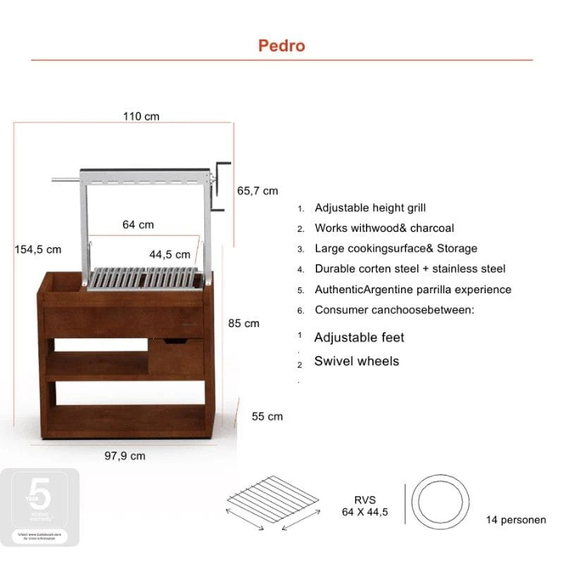 Barbecook Pedro Asado Corten Steel BBQ