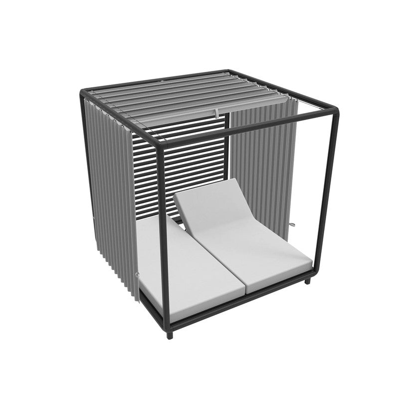 Cane-line Laze Cabana (2) with Mattresses & Curtains, Lava Grey