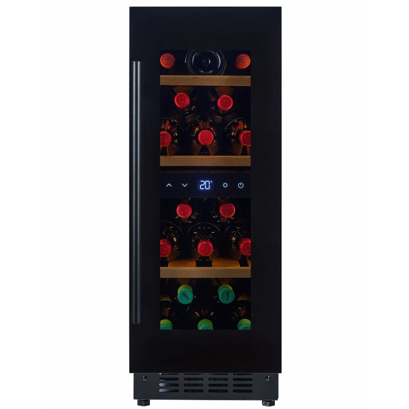 CELLA W18S-BH Undercounter Wine Cooler 300mm, Black Glass