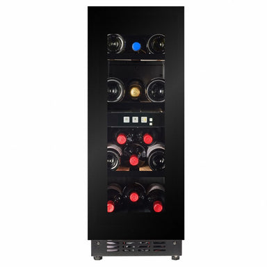 CELLA Kitchenline Wine Cooler 18 Bottle, Black Glass