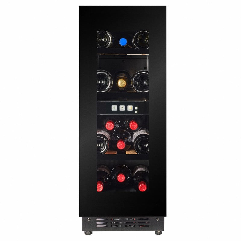 CELLA Kitchenline Wine Cooler 18 Bottle, Black Glass