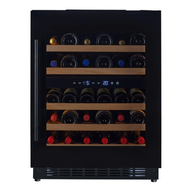 CELLA W34-BH Undercounter Wine Cooler 36 Burgundy Bottles, Black Glass