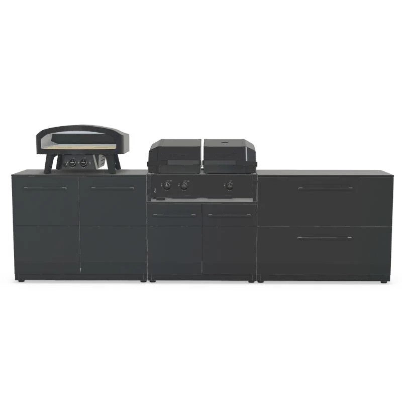 Cozze Elements Modular Outdoor Kitchen with Quattro 900 Grill & Storage, Matte Black
