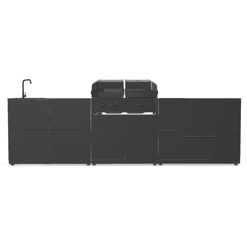 Cozze Elements Modular Outdoor Kitchen with Gas Grill, Storage & Sink, Matte-Black