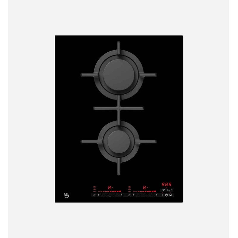 V-Zug GAS421GSBZ 40cm Cast Iron Natural Gas Hob, Black Mirror Glass