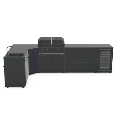 Cozze Elements Modular Outdoor Kitchen L-Shape with Grill, Storage, Fridge & Sink, Matte-Black