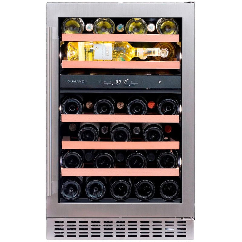 Dunavox FLOW-38 Dual Zone 38 Bottle Built In Undercounter Wine Cooler, Stainless Steel