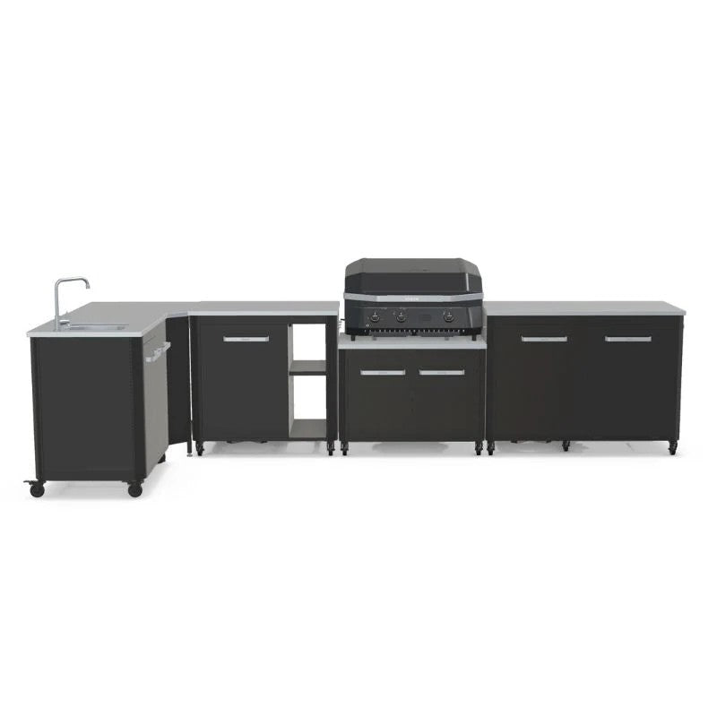 Cozze Modular Outdoor Kitchen Stainless Steel L-Shaped with Gas Grill, Sink & Storage