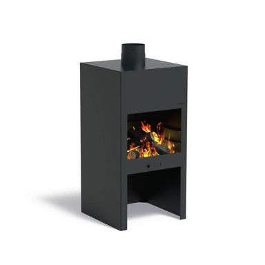 Adezz Forno Stig Coated Steel Outdoor Fireplace, Black
