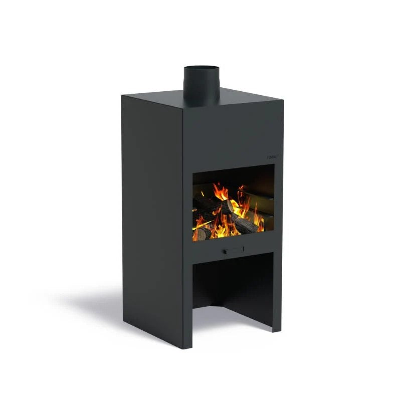 Adezz Forno Stig Coated Steel Outdoor Fireplace, Black