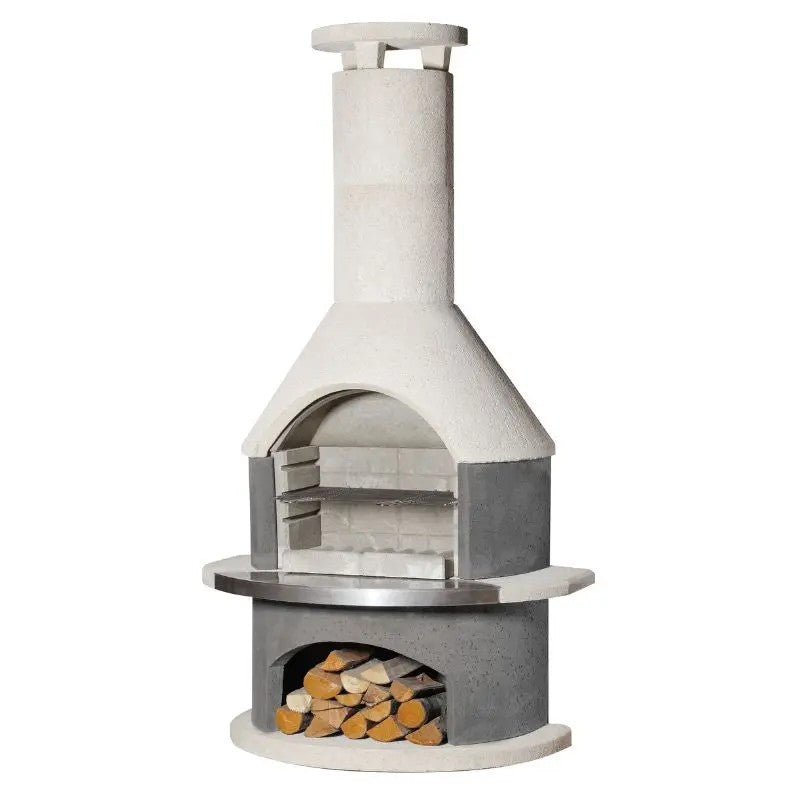 Buschbeck Wellington Masonry Barbecue with Stainless Steel Mantel Insert, White Quartz