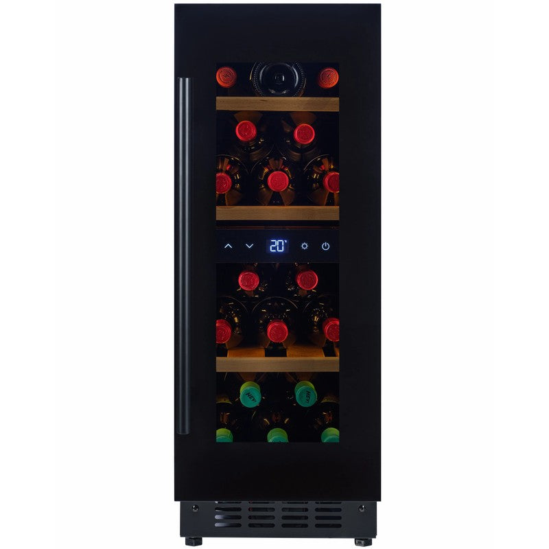 CELLA W18S-BH Single Zone Wine Fridge 18 Bottle, Black Glass