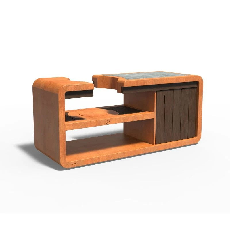 Adezz Forno Kamado Station Ceramic & Bamboo Outdoor Kitchen, Corten Steel or Powder-Coated Aluminium