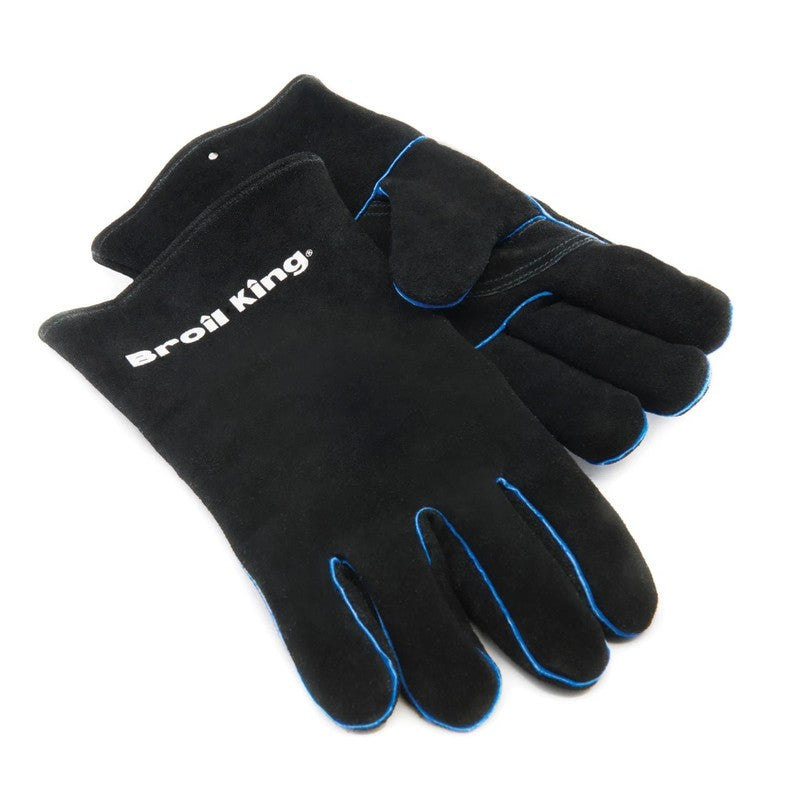Broil King Leather Heavy Duty Grilling Gloves, Black & Blue
