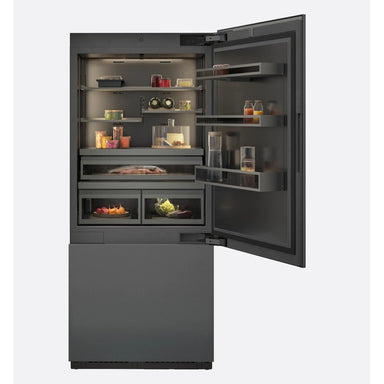 Gaggenau Vario Cooling Expressive Series RVB497190 90cm Fully Integrated Fridge Freezer with Icemaker, Dark Brushed Stainless Steel