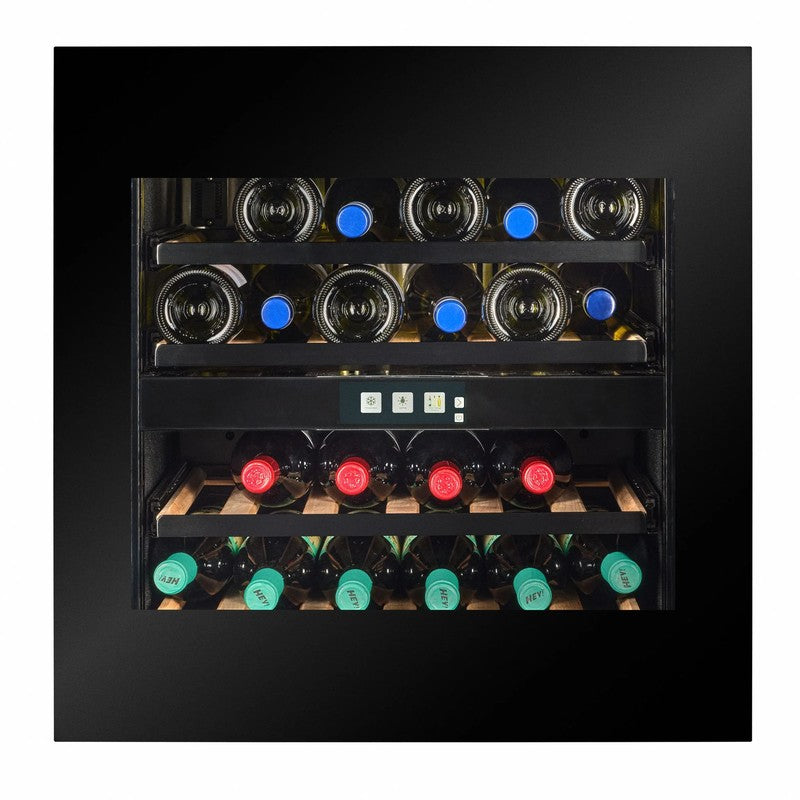 CELLA WI-24B-TO Integrated Wine Cooler 24 Bottle, Black Glass